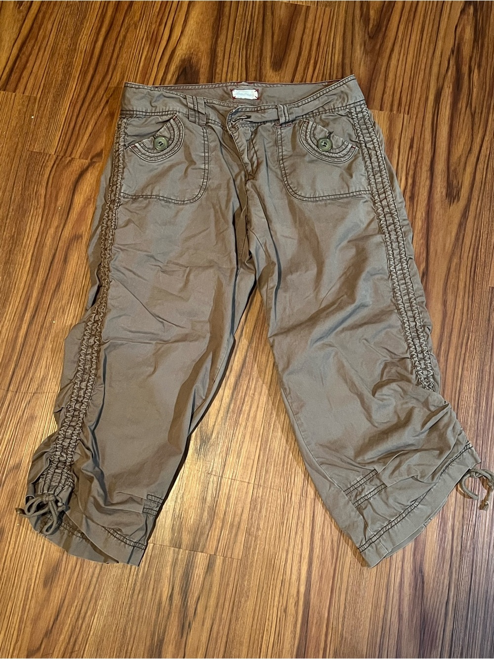Maurices Olive Green Womens Cargo Crop Pants with Side Braid